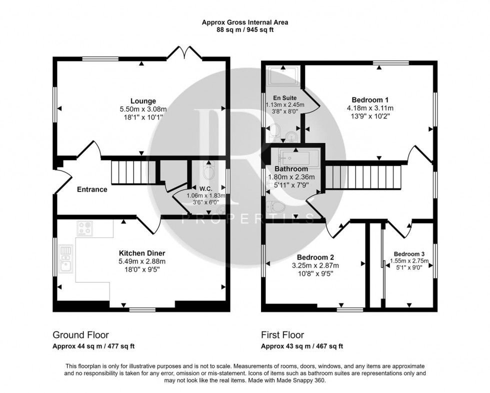 Floorplan for Priory Avenue, Hawksyard, Rugeley